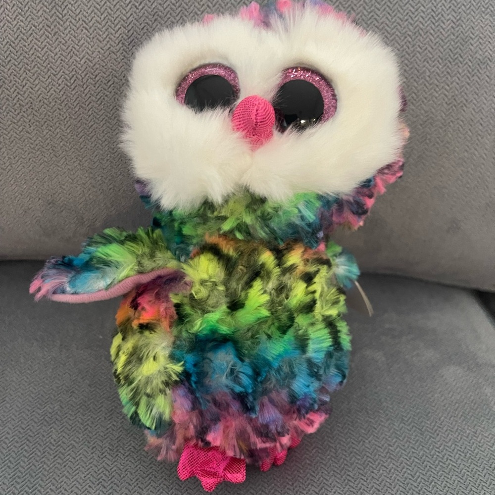 BNWT RETIRED 2017 Ty Beanie Boos Owen the Multicoloured Owl